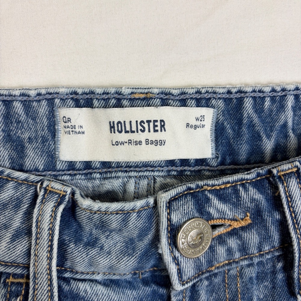 Hollister Low-Rise Baggy Jeans Light Wash Denim Wide Leg Womens 0 w25 Y2K Skater - Picture 5 of 8